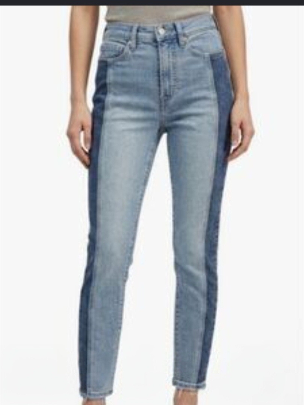 GAP Two-Tone Light Vintage Slim High Rise Straight Leg Jean